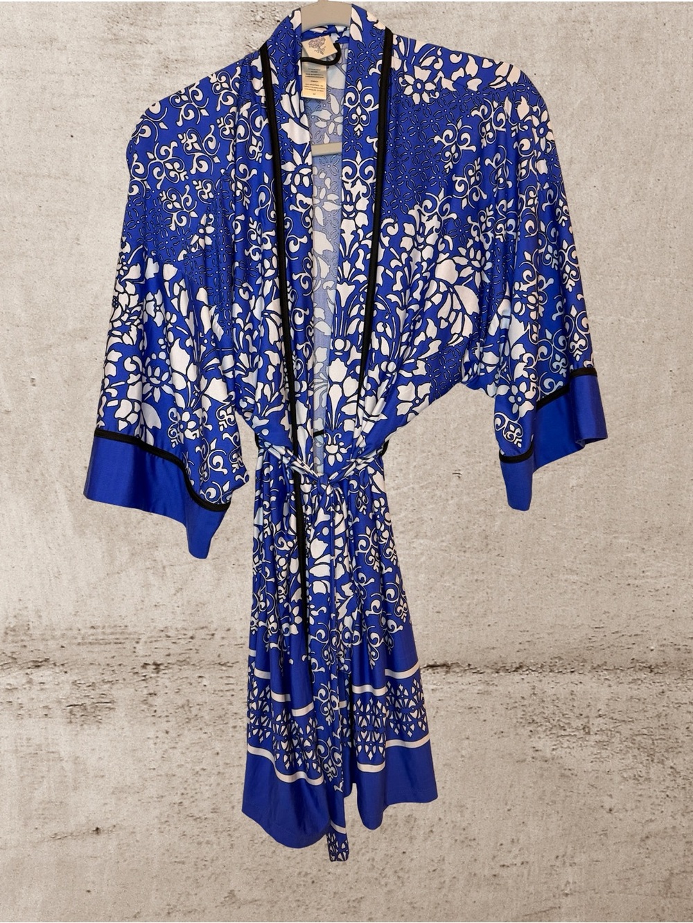 In Bloom by Jonquil Kimono Robe Blue White Floral Print Boho Cover Up Small - Picture 2 of 6